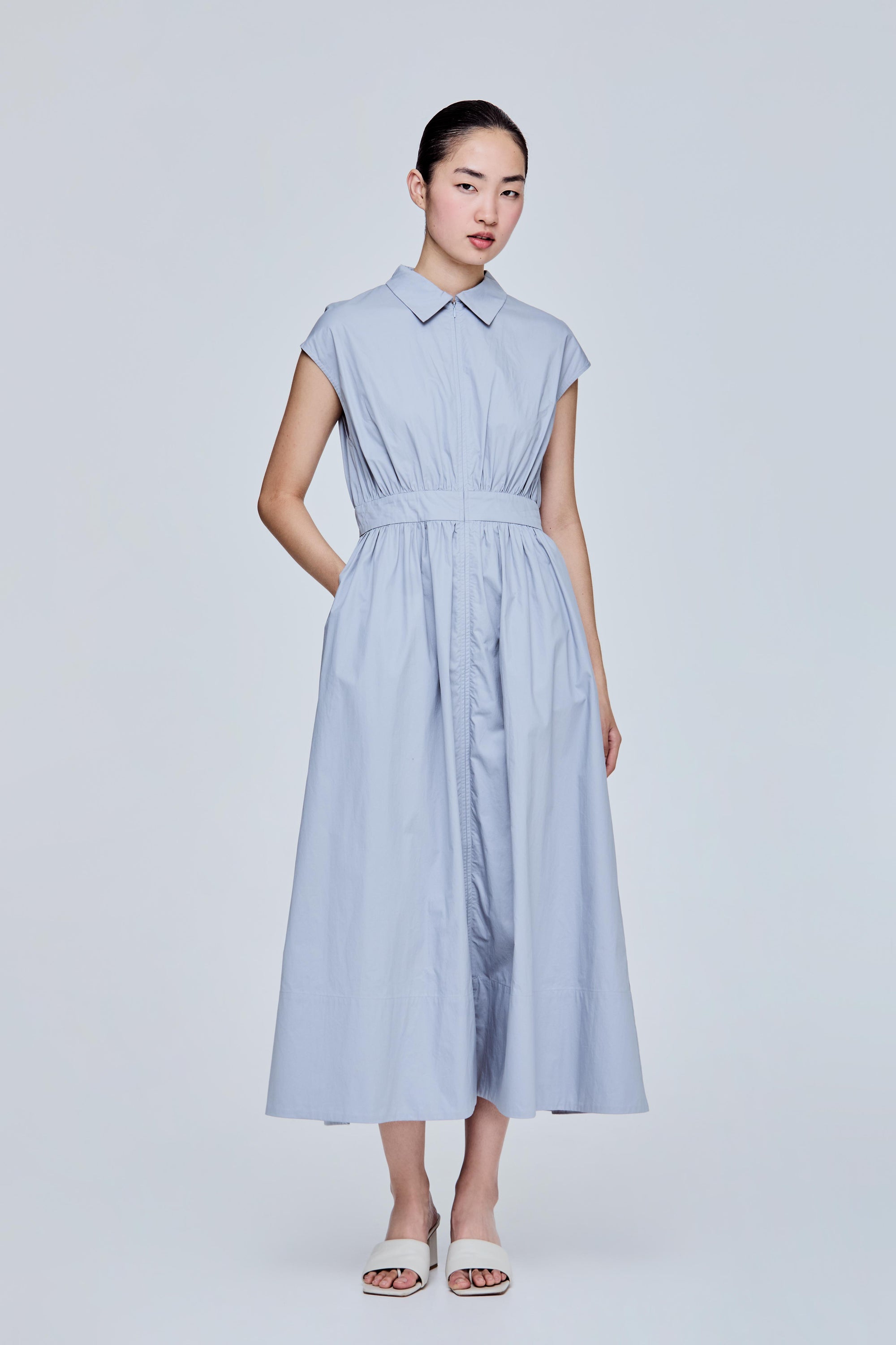 Fit-and-flare Zipper Maxi Dress