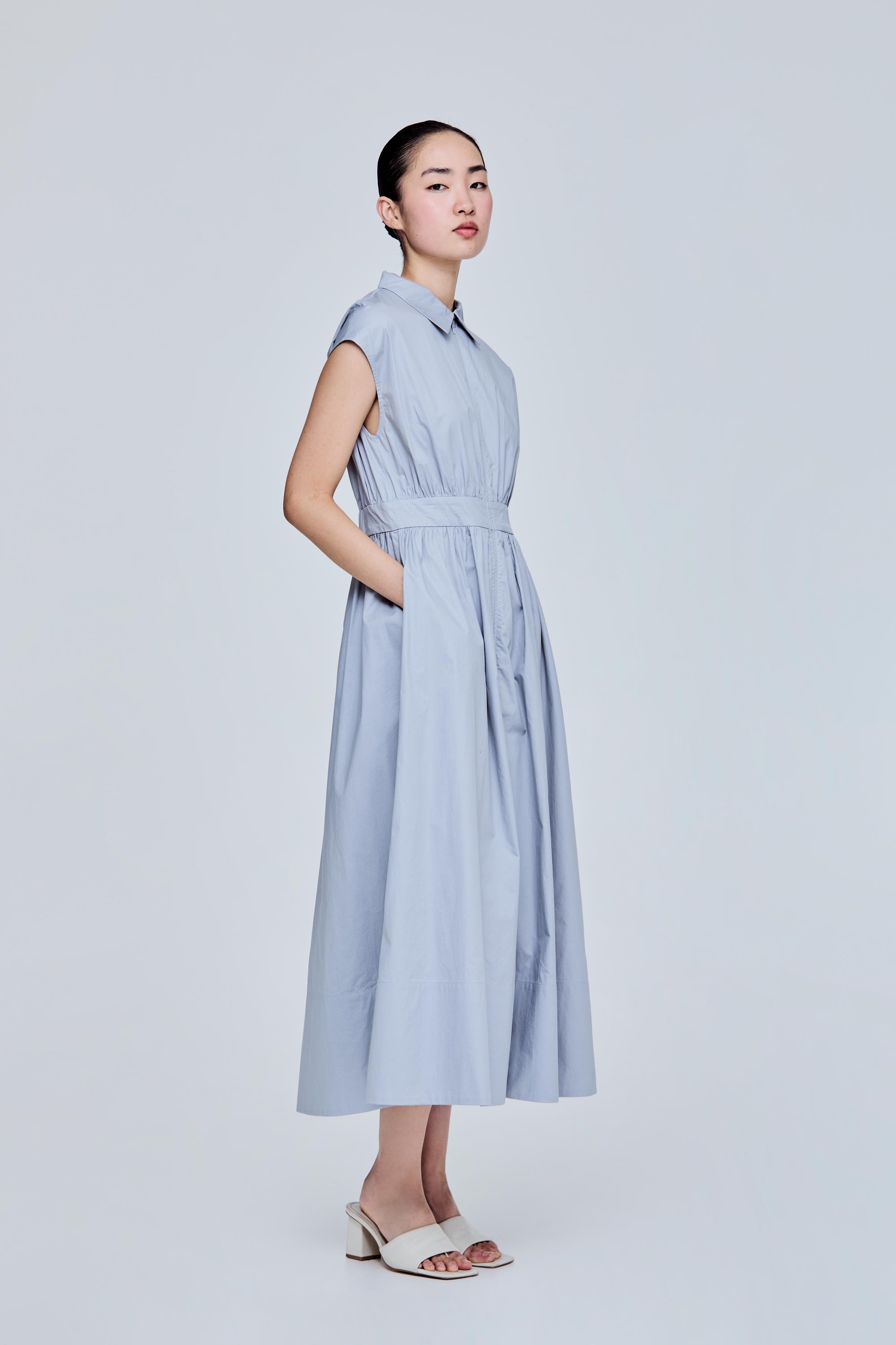Fit-and-flare Zipper Maxi Dress