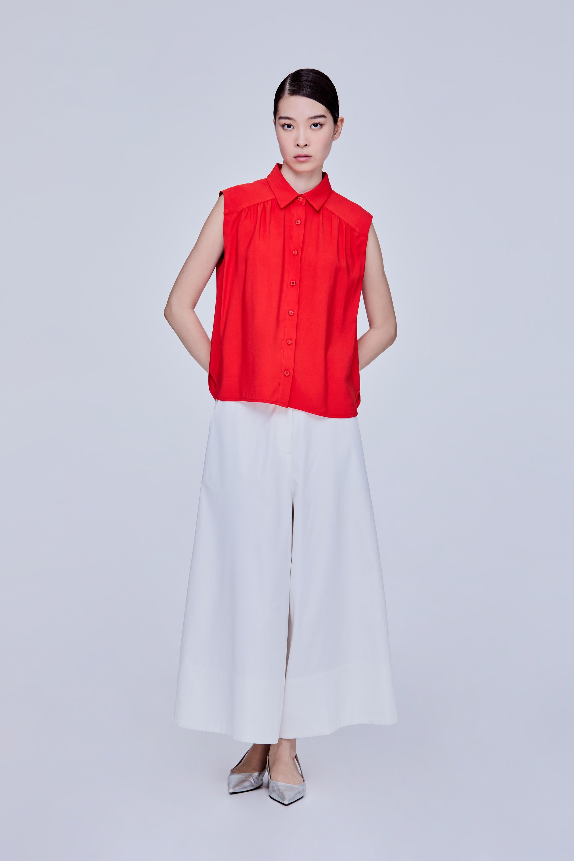 Gathers Detailed Collared Top