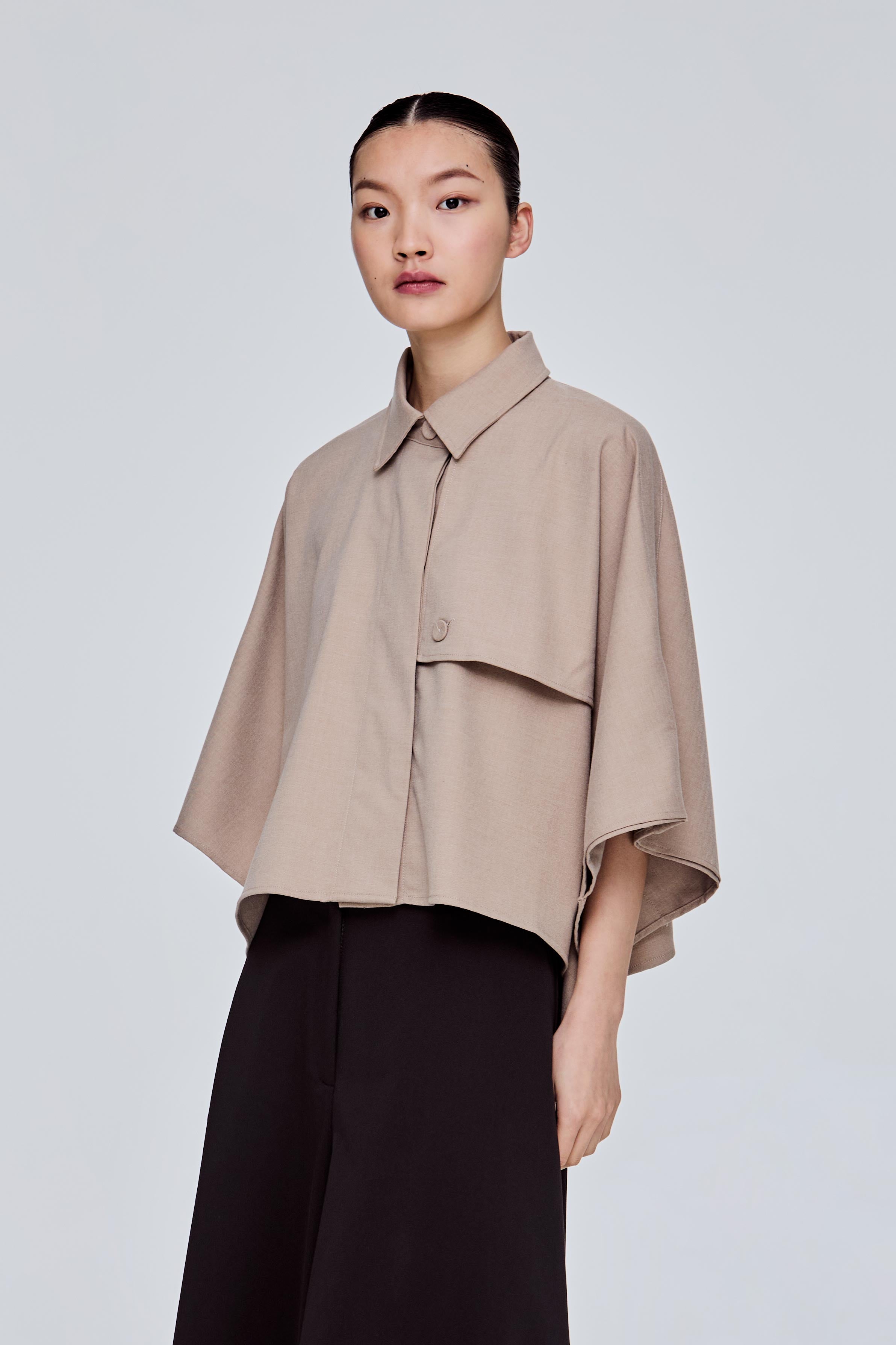 Single Breasted Collar Poncho – SANS & SANS Malaysia