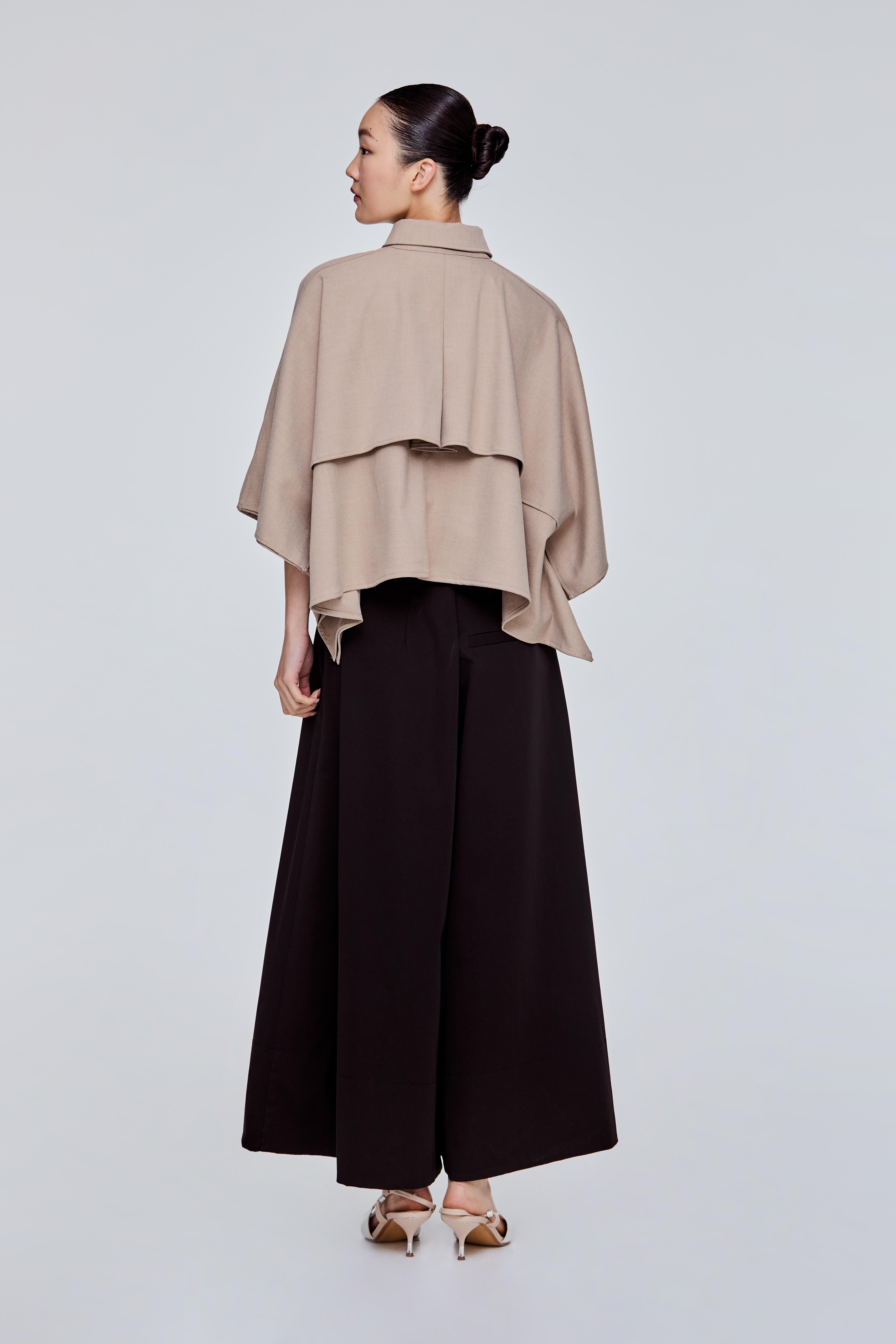 Single Breasted Collar Poncho – SANS & SANS Malaysia
