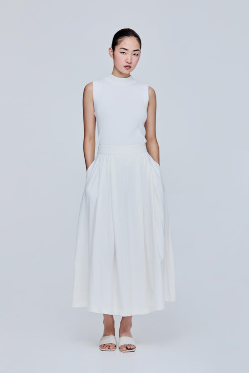 Pleated Flare Zipper Skirt