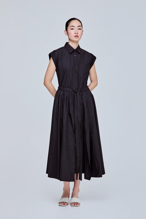 Pleats Paneled Midi Dress