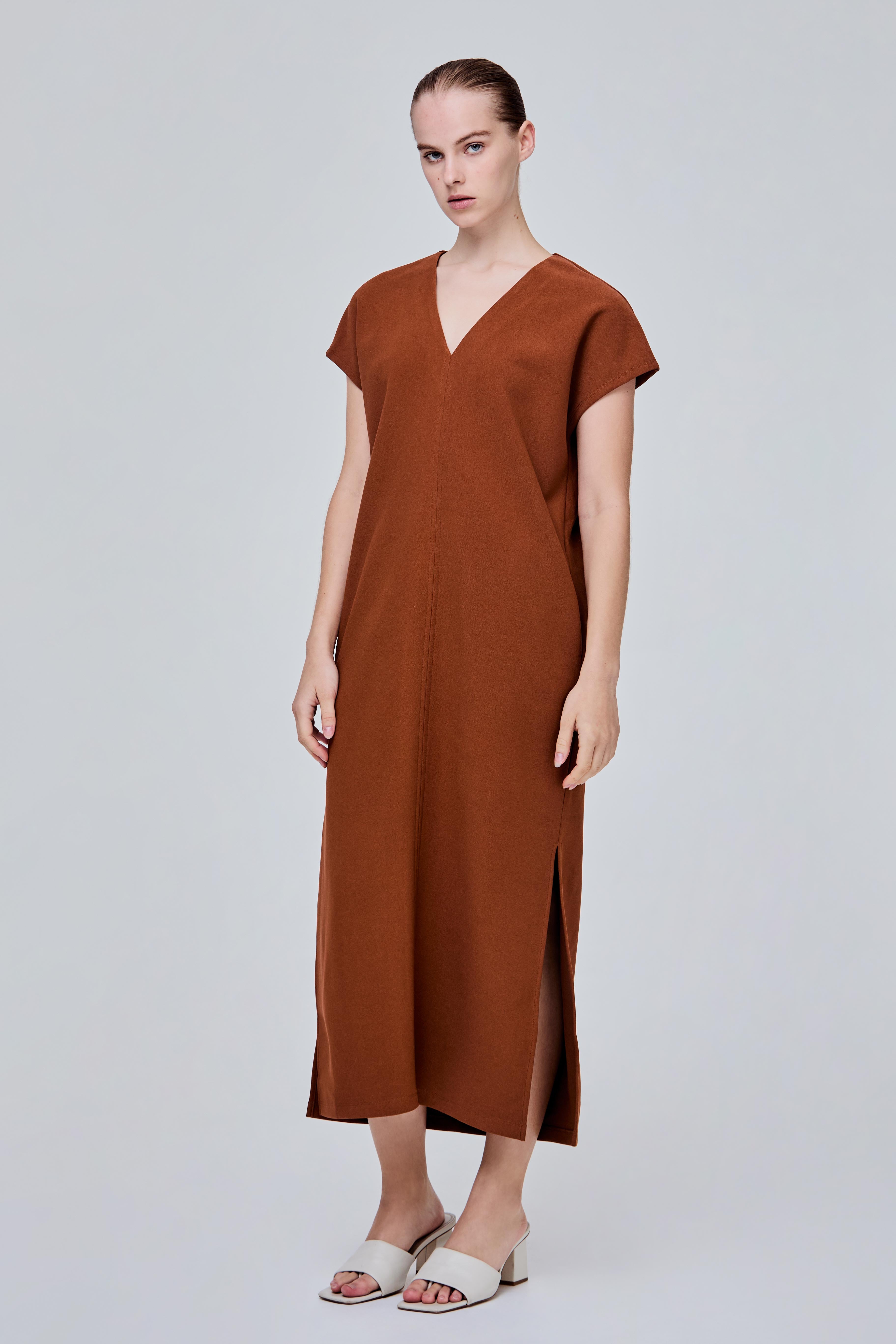 V-neck Maxi Shift Dress – SANS & SANS Malaysia