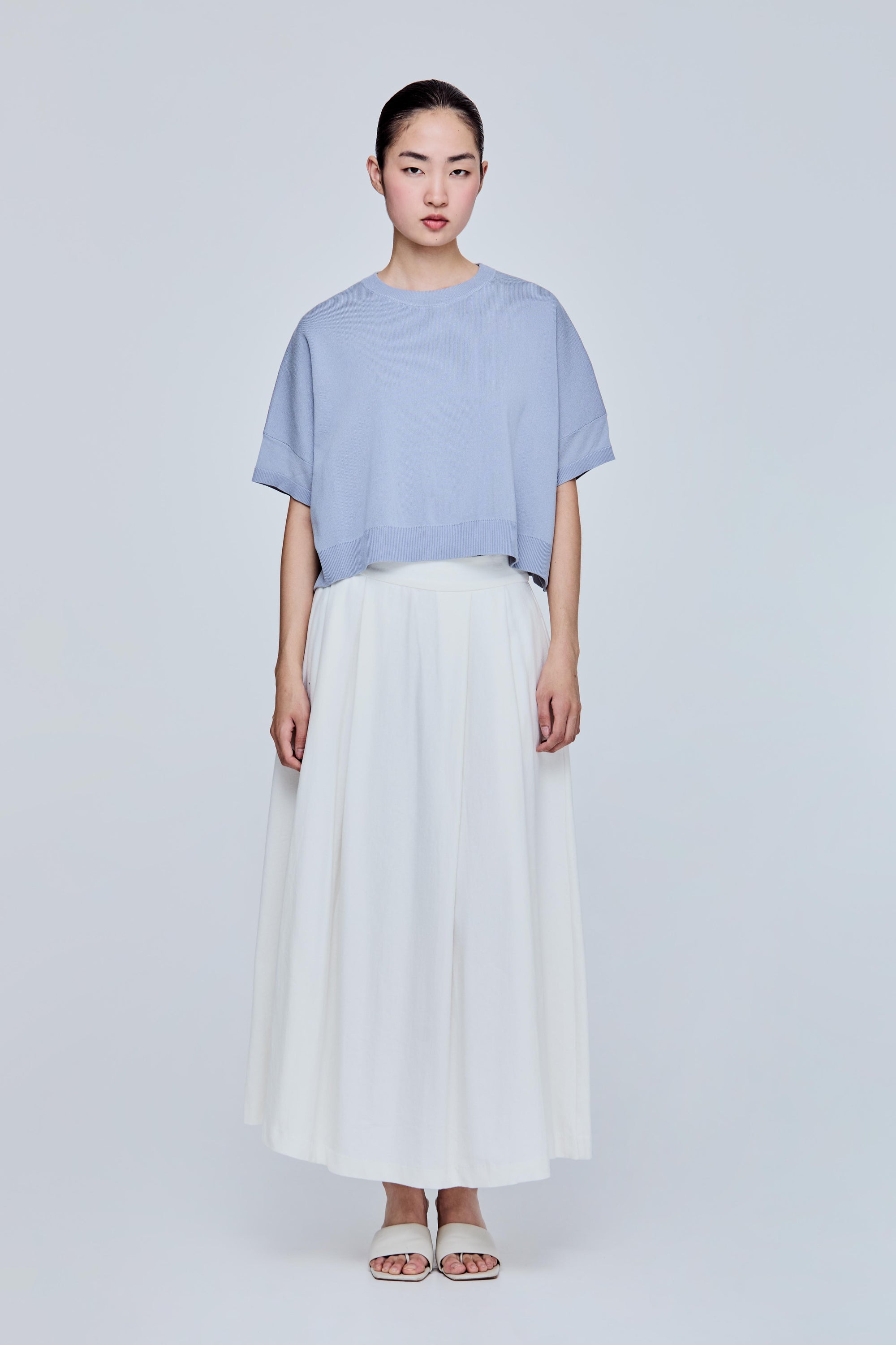 Contrast Organza Knit Top