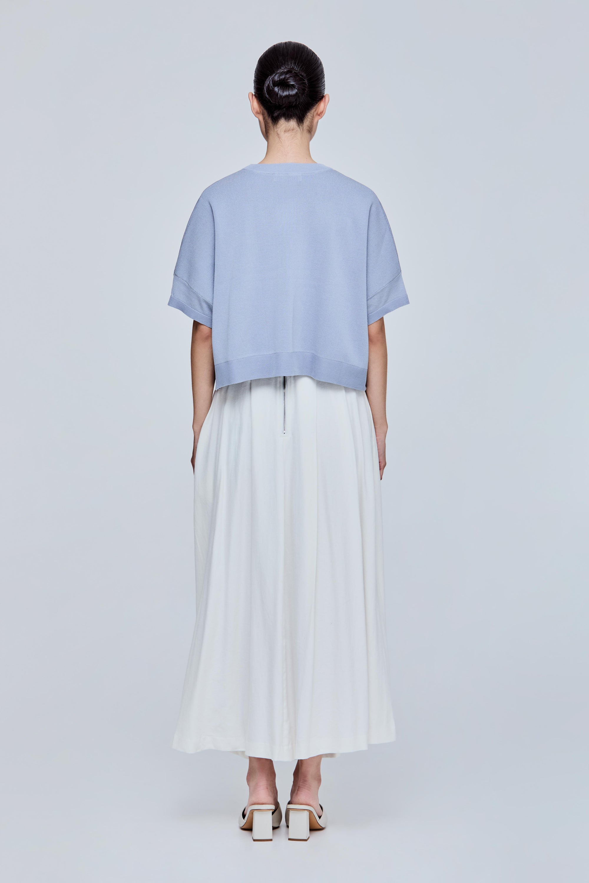 Contrast Organza Knit Top