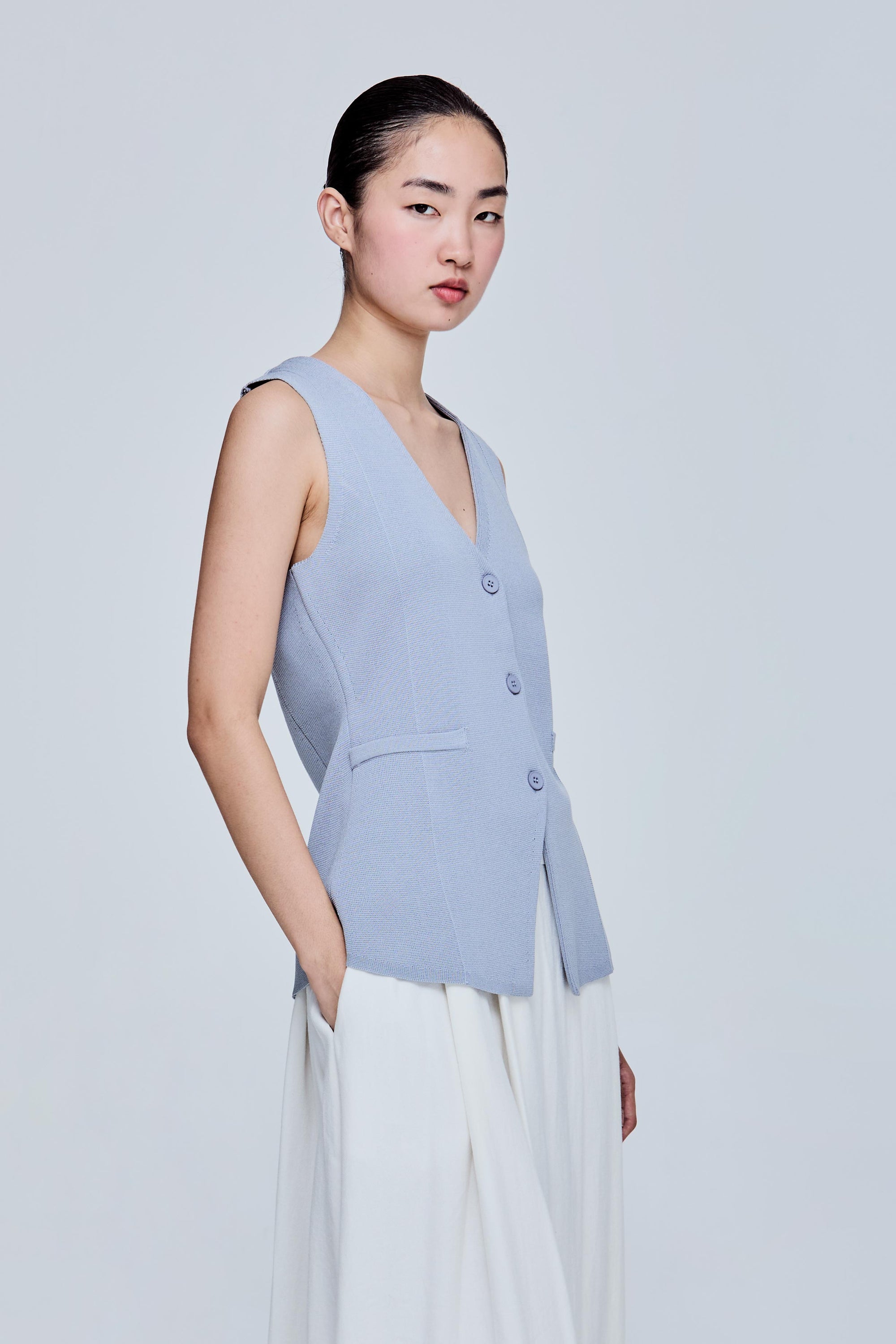 Buttoned Knit Vest