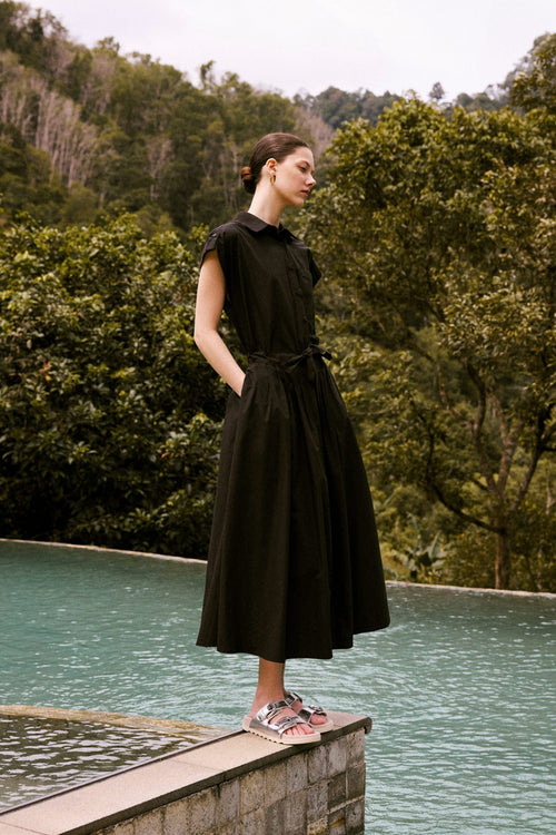 Pleats Paneled Midi Dress