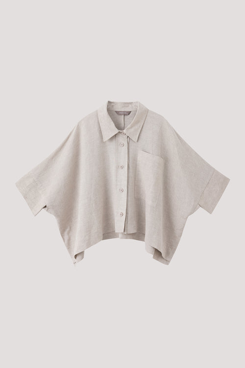 Boxy Collared Linen Blouse