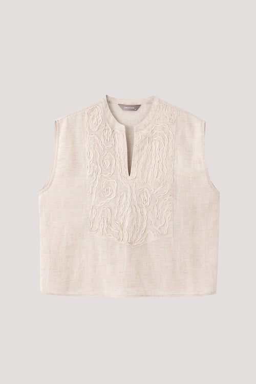 Embroidery Paneled Top