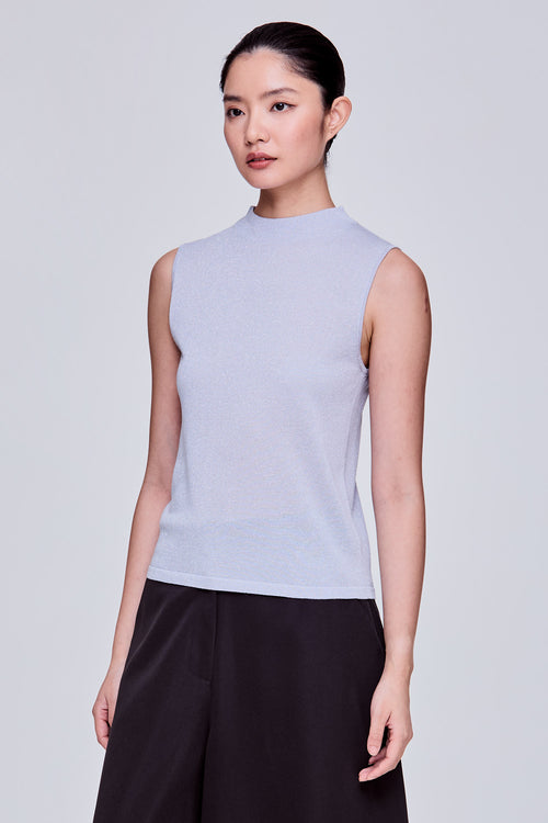 Mock Neck Lurex Knit