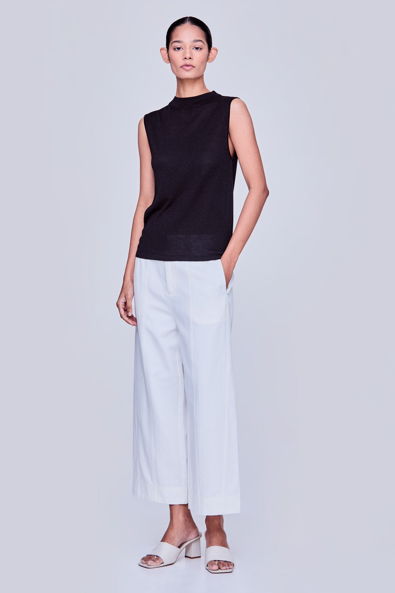 Mock Neck Lurex Knit