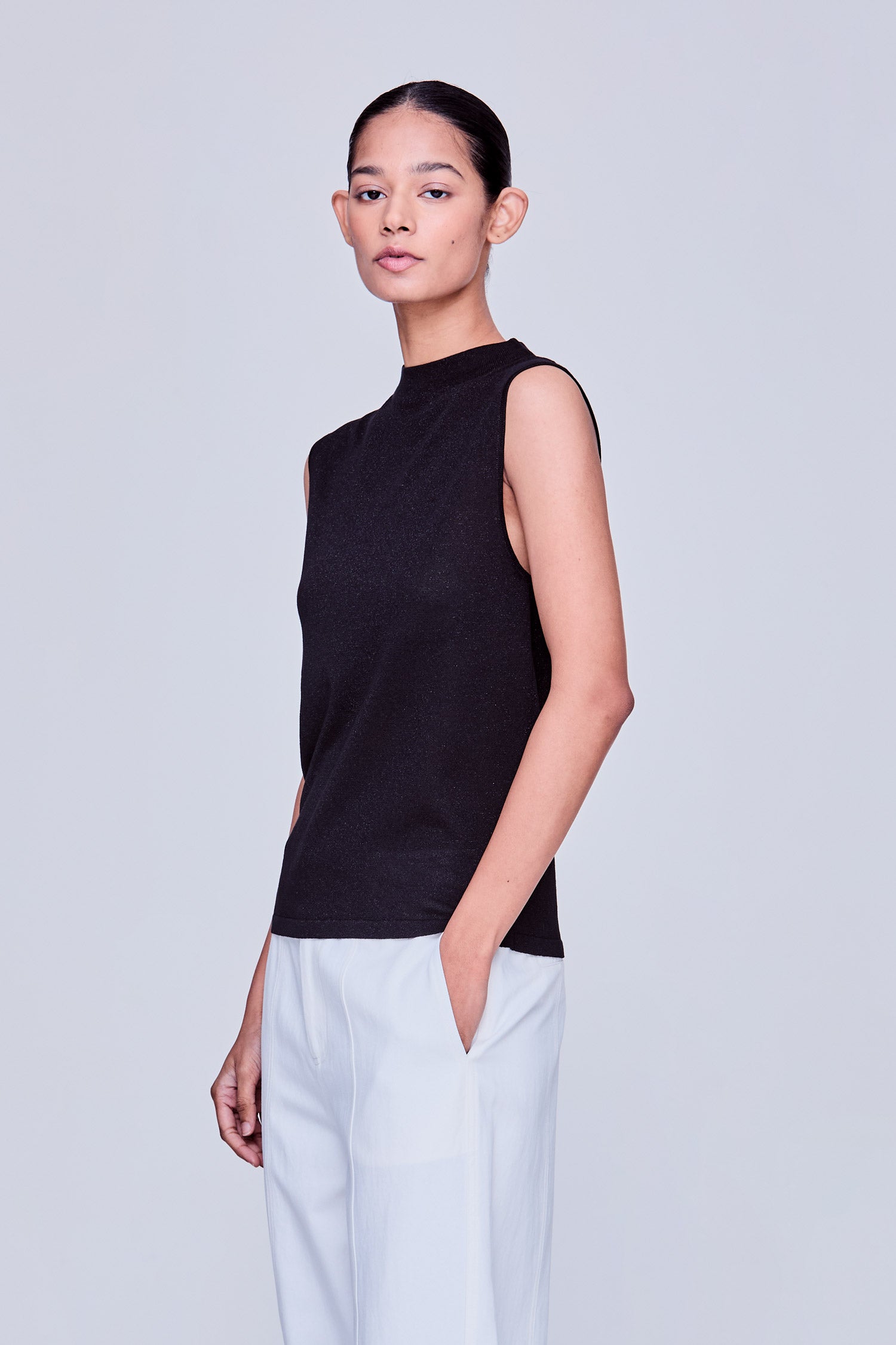 Mock Neck Lurex Knit