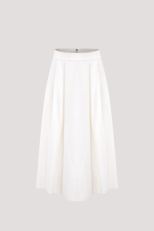 Pleated Flare Zipper Skirt