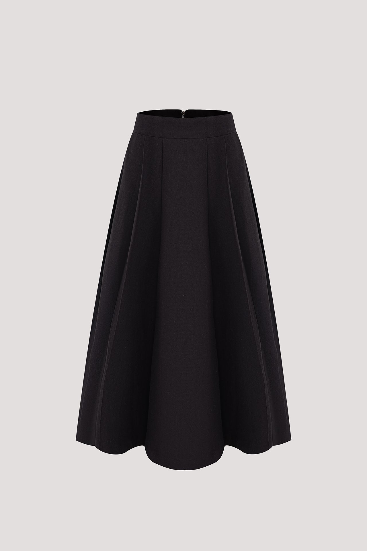 Pleated Flare Zipper Skirt