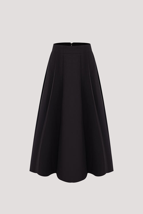 Pleated Flare Zipper Skirt