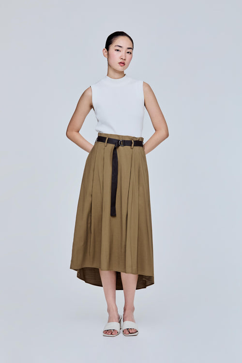 Paperbag Waist Skirt With Sash