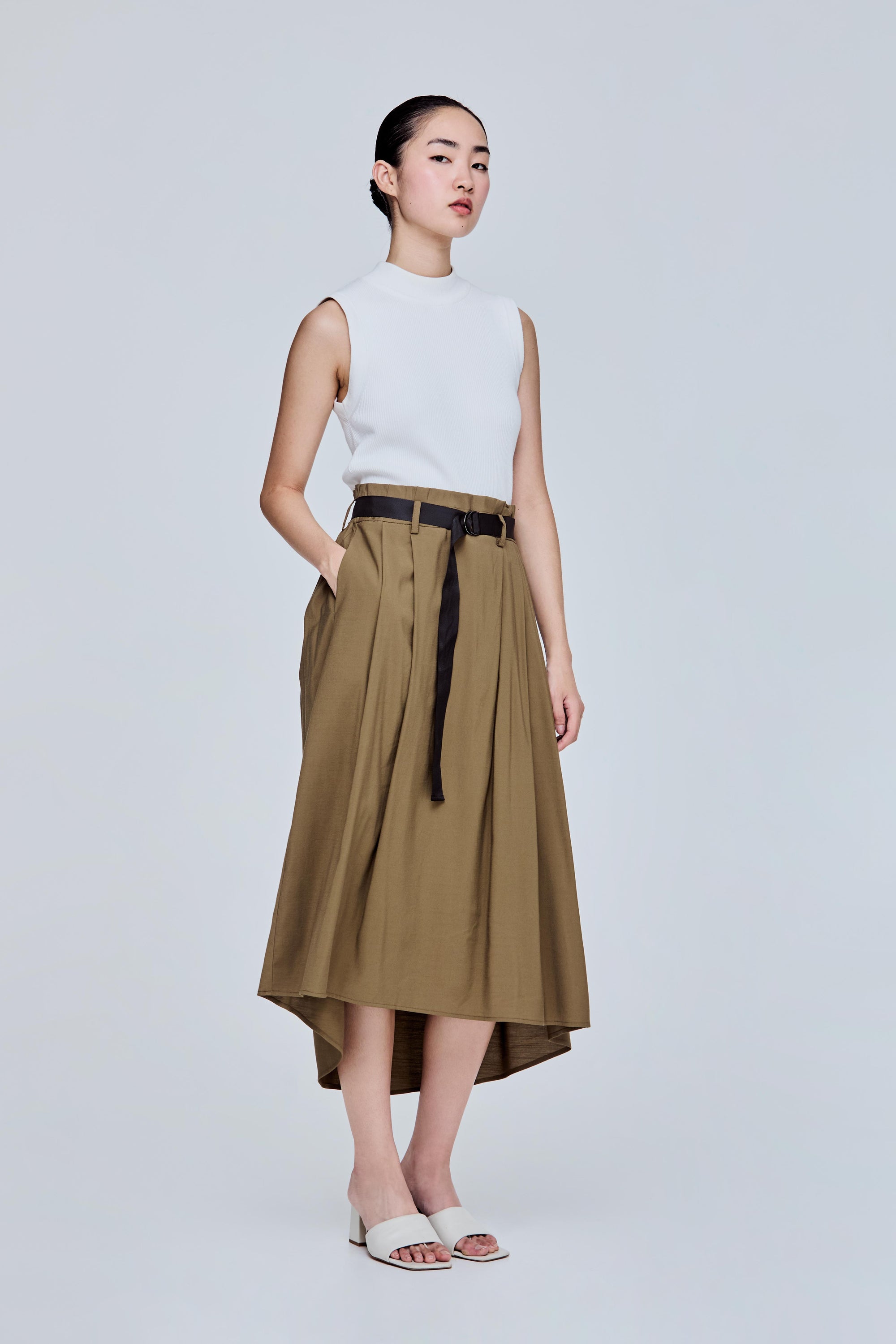 Paperbag Waist Skirt With Sash