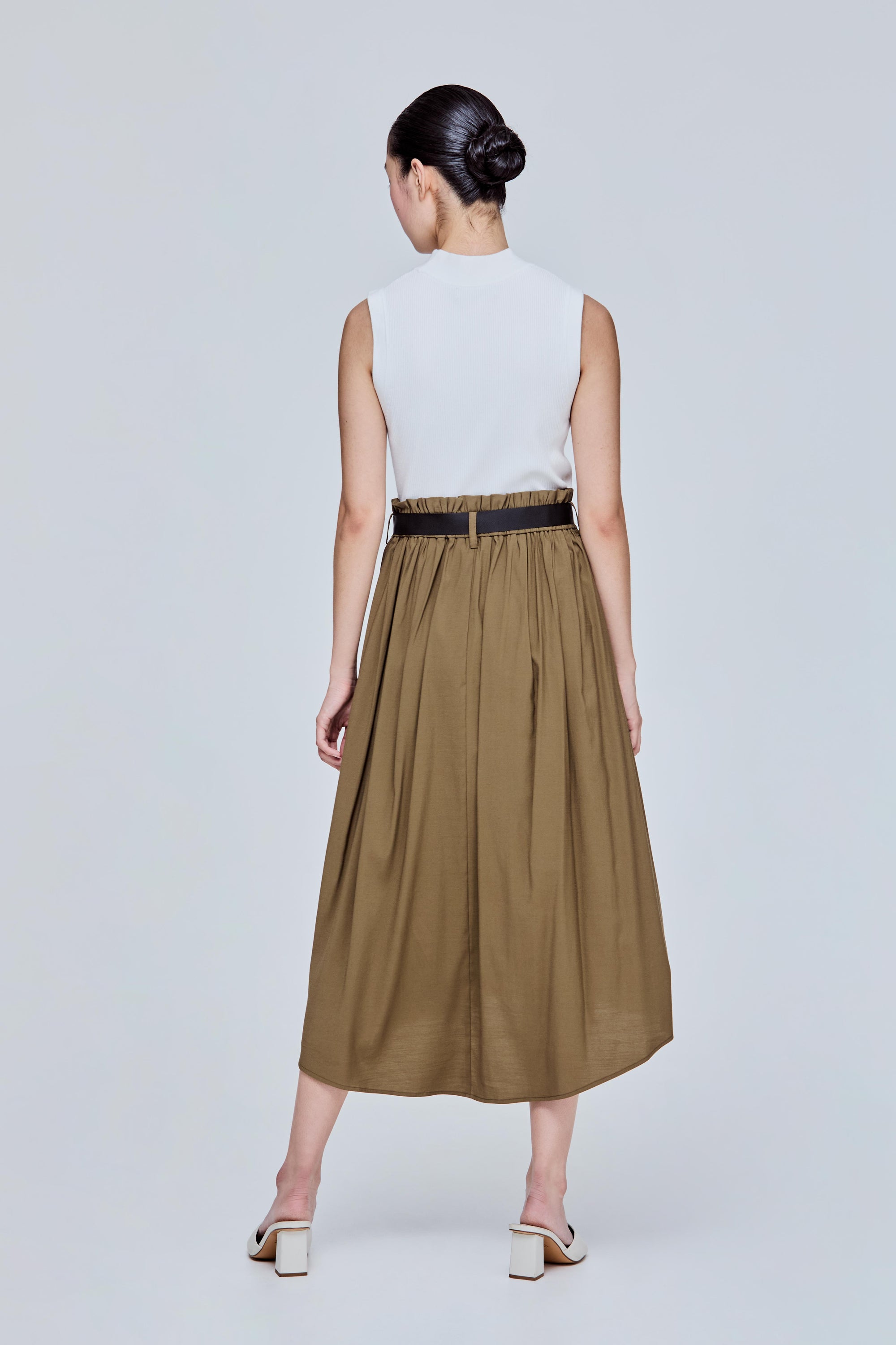 Paperbag Waist Skirt With Sash