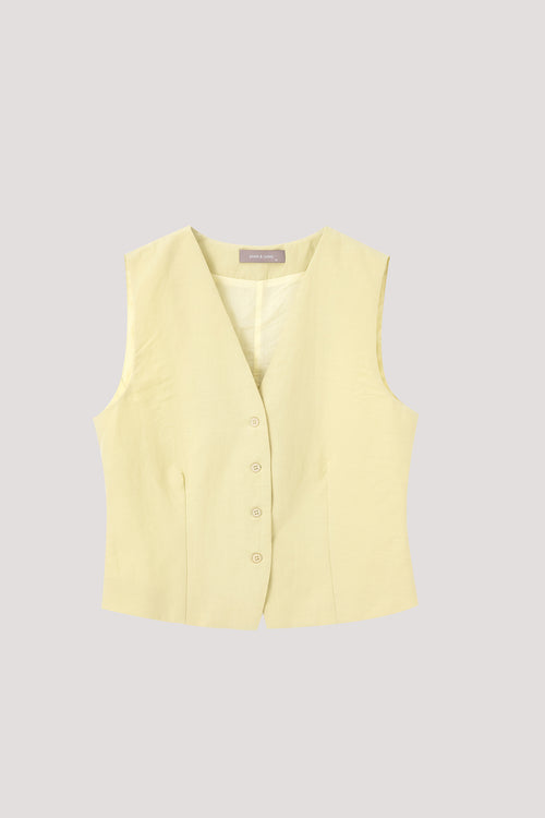 Linen Single Breasted Vest