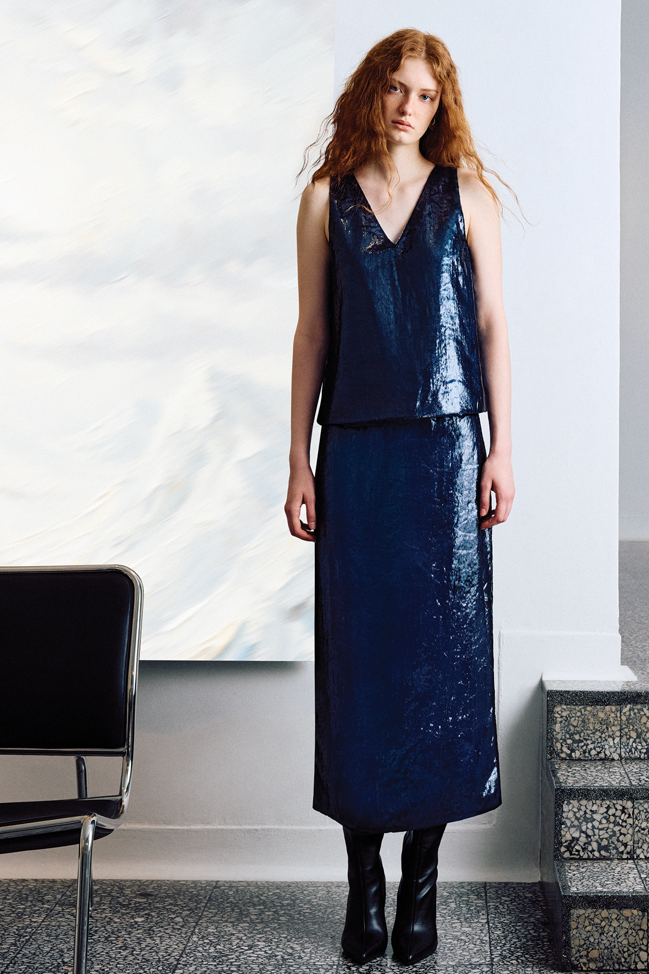 Metallic Fringe Textured Skirt