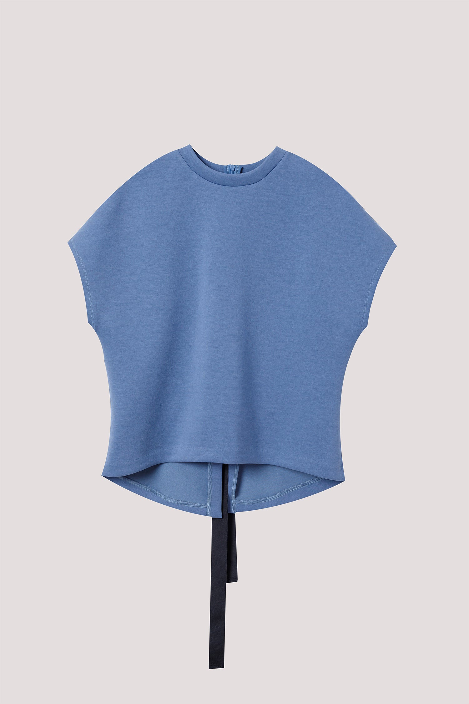 High Collar Top With Back Ribbon