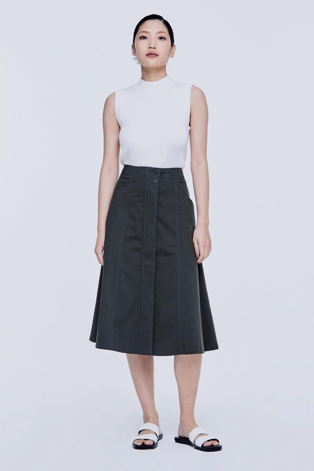 Cotton Placket Skirt - SANS & SANS (MALAYSIA)